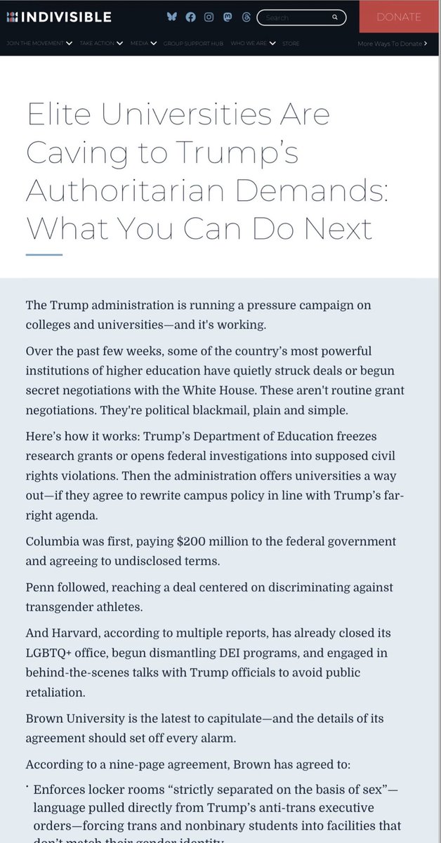 🔥🔥🔥Breaking Brown University scandal! Indivisible dog whistled and threatened consequences for Brown University. Did someone take this to heart?

Indivisible:

“Brown caved. Columbia caved. Penn caved. That doesn’t mean your school has to. But they need to know you’re paying
