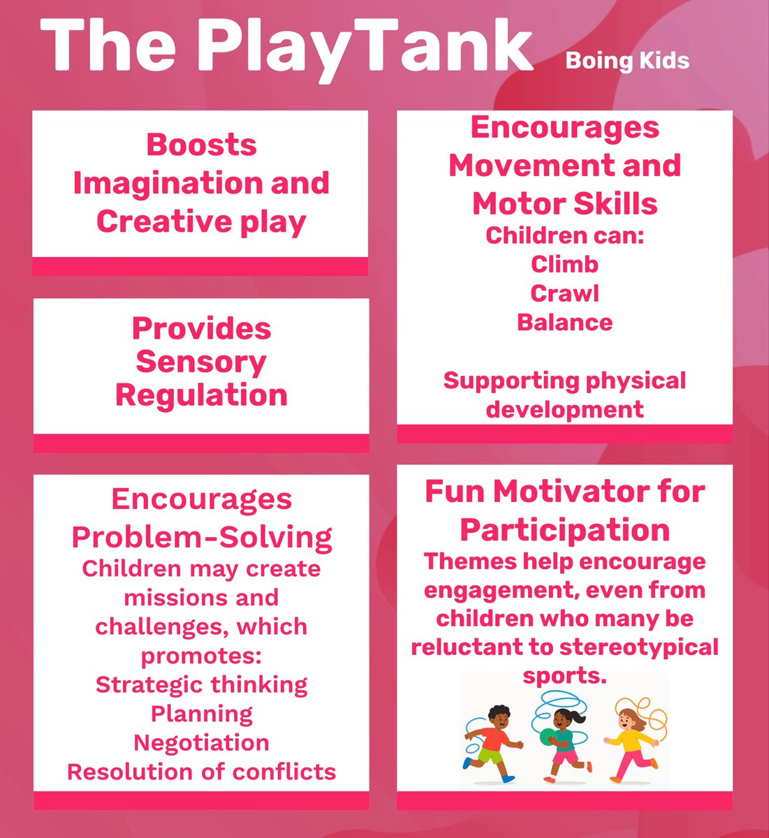 BoingKids's tweet image. Designed to encourage physical development, creativity, and engagement for all learners.
The PlayTank brings purposeful play into everyday spaces.
#BoingKids #PlayBasedLearning #ActiveEnvironments 

boingplaytank.co.uk