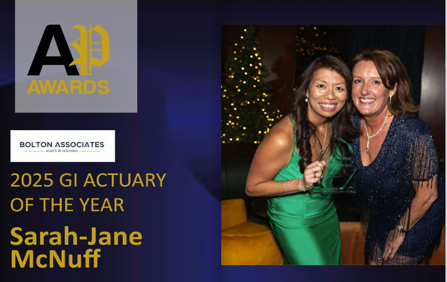 BoltonAssociate's tweet photo. Bolton Associates is delighted to present the @actuarialpost GI Actuary of the Year Award to Sarah-Jane McNuff, @AONInsurance, who was presented her award at the Bolton Associates 15th Anniversary Party.

https://t.co/YWiINxgbyf https://t.co/W2AOexGCyd