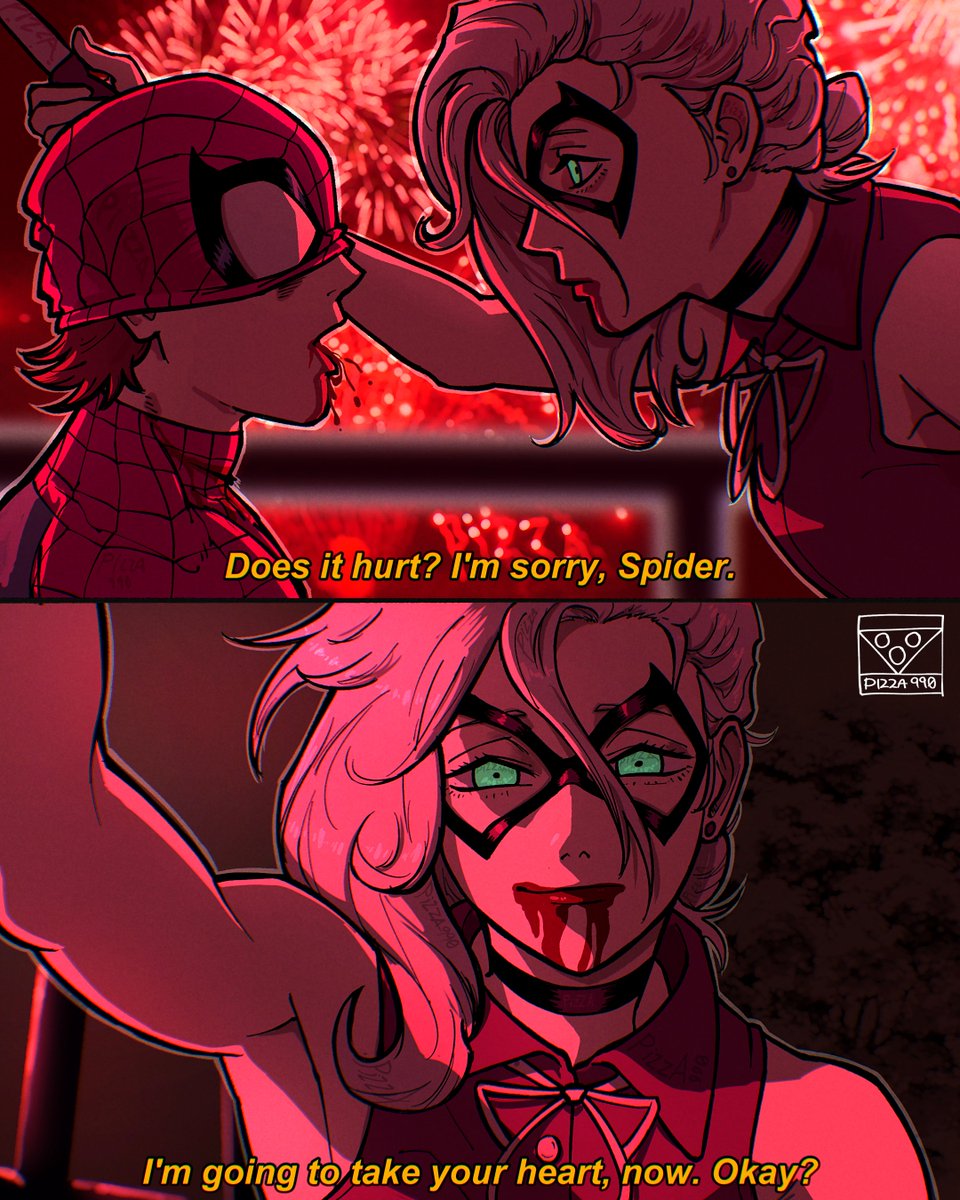 pizza990's tweet image. Chainsaw Man Reze Arc x Spider-Man and Black Cat