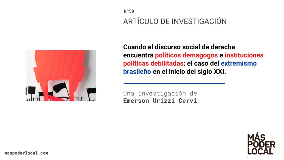 MasPoderLocal's tweet image. 👉"Cuando el discurso social de derecha encuentra políticos demagogos e instituciones políticas debilitadas: el caso del extremismo brasileño en el inicio del siglo XXI".

Una investigación de @Ecervi.

🔗Disponible en: doi.org/10.56151/maspo…