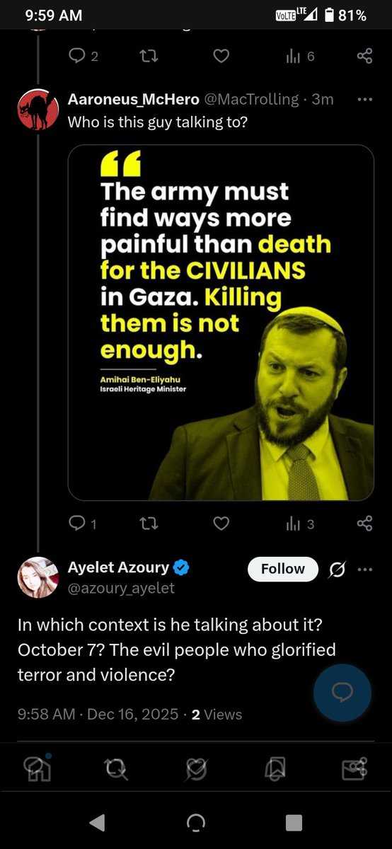 MacTrolling's tweet image. Why are Jews like this? 
@azoury_ayelet is actively defending the torture of entire civilian populations. 

How do they wonder why everybody everywhere everywhen is repulsed by them?