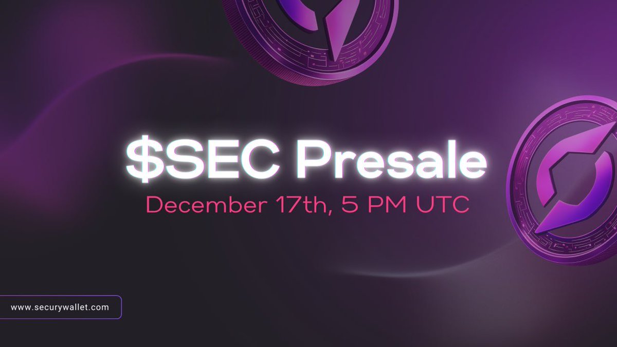 SecuryWallet's tweet image. ⏰ 1 DAY TO GO

The Secury Wallet ($SEC) presale starts tomorrow.

📅 December 17  
🕔 5 PM UTC

Utility is already live, staking is available during presale, and this is your chance to enter at the early price.

Tomorrow is when it actually starts
👉🏻 securywallet.com
