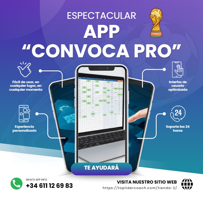 ⚽ ConvocaPro – Convocatorias profesionales

Gestiona convocatorias, firmas y alineaciones como un club de élite.
Todo digital, rápido y en un solo sitio.

👉 toplidercoach.com/producto/convo…