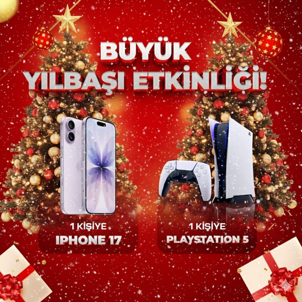 Bu yıl güzel kazandık.. şimdi zekatını verme vakti

Yılbaşı hediyeniz benden:
📱 1 Kişiye iPHONE 17 
🎮 1 Kişiye PLAYSTATION 5

ŞARTLAR BASİT
1️⃣ Beni takip et. 
2️⃣ RT &amp; Like
3️⃣ Telegrama katıl 
👉 t.me/muratalicalman

Not: Kazananlar yılbaşından önce açıklanır