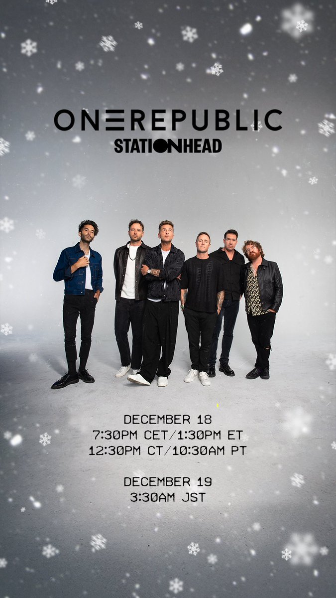 Team 1R asked me to help announce their end of the year @stationhead streaming party! Tune in to the FanRepublic Stationhead Channel on Thursday, December 18 at 19:30 (European Time) to listen to all of your favorite <a href="/OneRepublic/">ONEREPUBLIC</a> songs.  
stationhead.com/c/fanrepublic