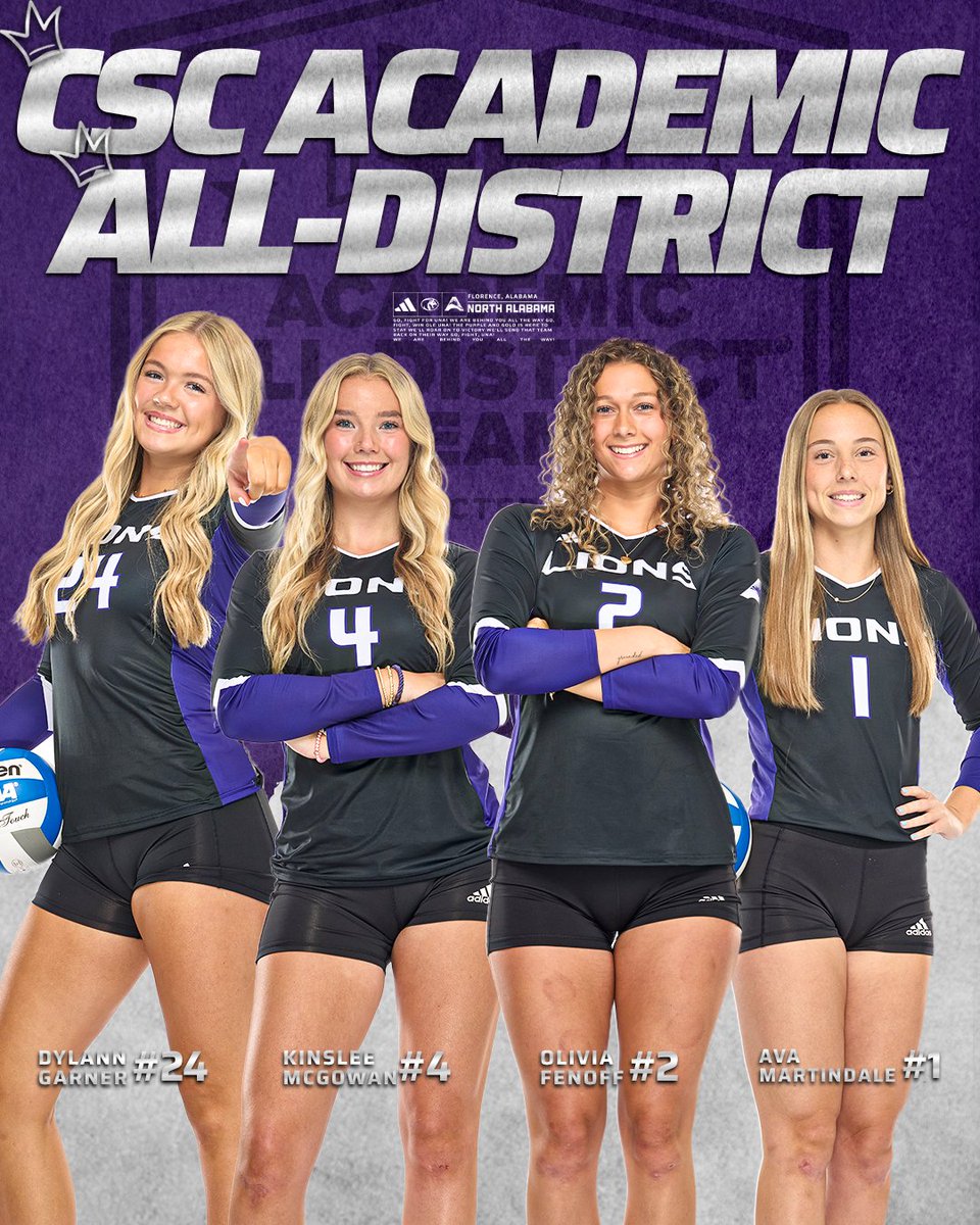 Working Hard On The Court And Classroom 🫡📚

Congrats to our four College Sports Communicators Academic All-District Team selections Dylann Garner, Kinslee McGowan, Olivia Fenoff and Ava Martindale!

#RoarLions🦁