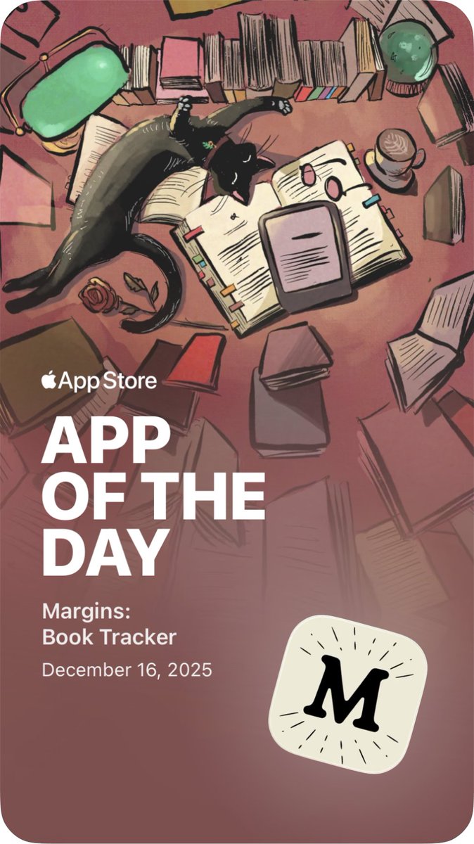 paulwarren_'s tweet image. Excited to share Apple is featuring Margins, the app for book lovers, as App of the Day!

#OnTheAppStore @AppStore @readwithmargins