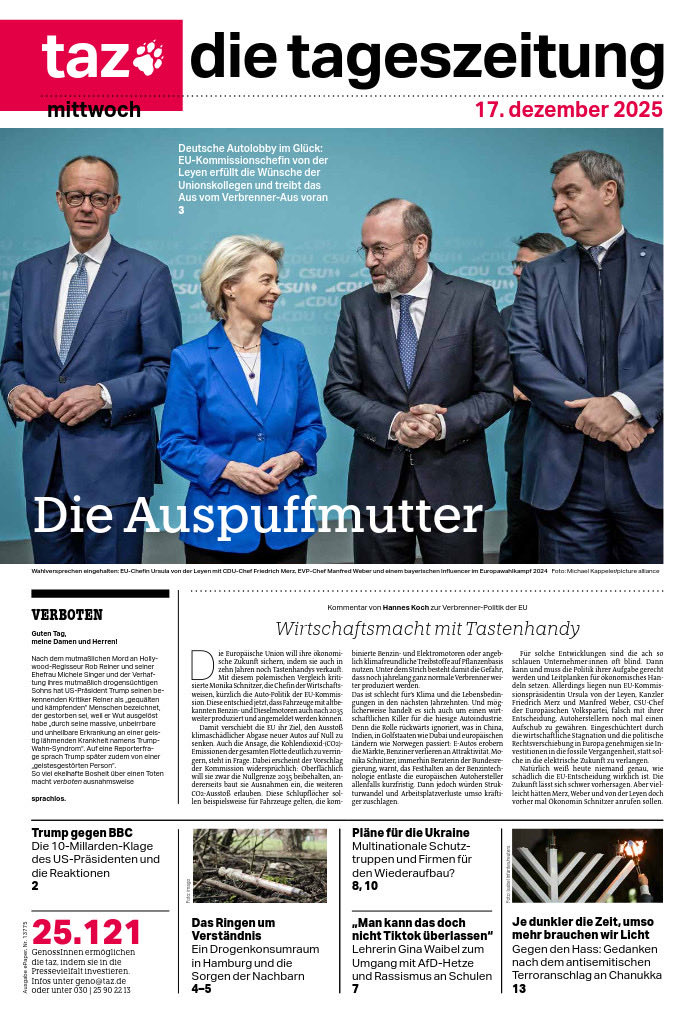 lukaswallraff's tweet photo. #tazeins zum Aus vom Verbrenner-Aus in der EU @tazgezwitscher https://t.co/38CH6TzAM9