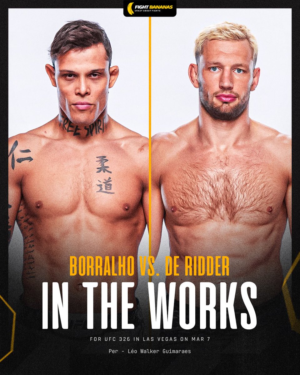 FightBananas's tweet image. Caio Borralho vs Reinier de Ridder at #UFC326 on March 7th is “IN THE WORKS”