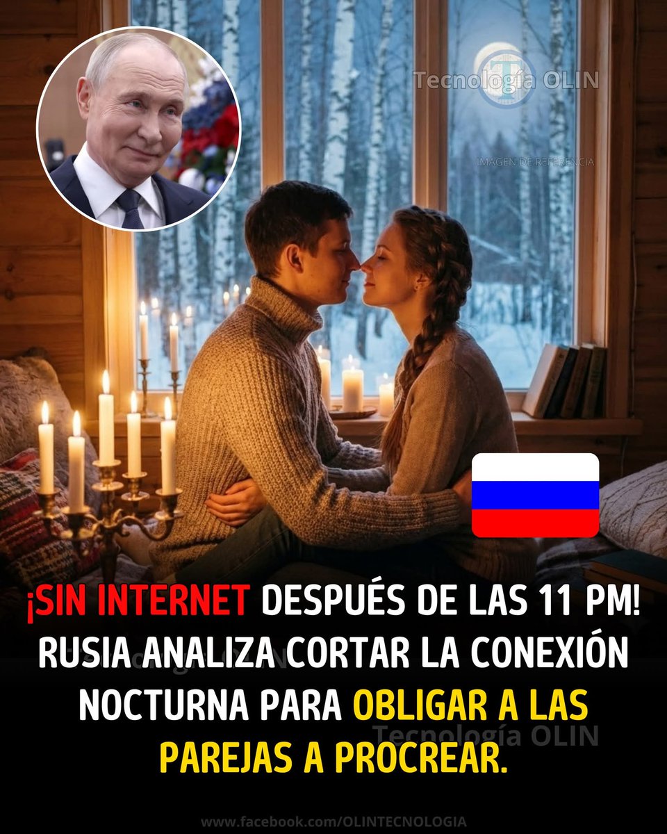 Rusia analiza cortar el internet y la electricidad después de las 11 de la noche para obligar a las parejas a interactuar más y aumentar la natalidad 📵. Esta insólita propuesta busca eliminar las distracciones digitales nocturnas, esperando que el aburrimiento tecnológico