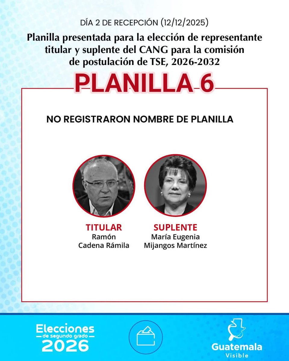 Las únicas buenas planillas para la elección en el <a href="/CangGuatemala/">Colegio de Abogados y Notarios de Guatemala</a> de representantes para la Comisión de Postulación del Tribunal Supremo Electoral <a href="/TSEGuatemala/">TSE Guatemala</a>.

#UnidadXLaDemocracia #RamonCadena