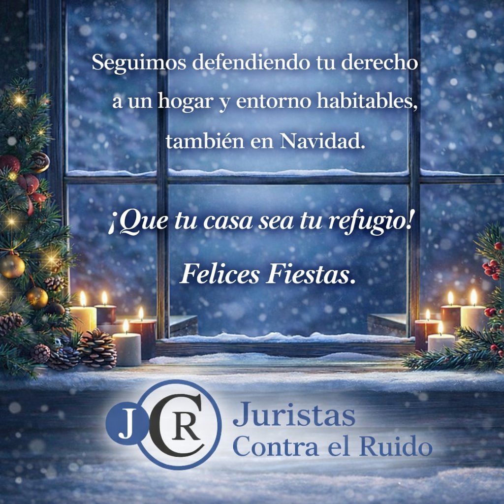 Estas #fiestas seguimos defendiendo el #derecho a un hogar y entorno habitables. Por un #MedioAmbiente urbano saludable.
¡Que tu casa sea tu refugio! ¡Felices Fiestas! 
#DerechoAlDescanso #DerechoAlSilencio #HogarHabitable #JuristasContraElRuido #RuidoNOesvida #Ruido
