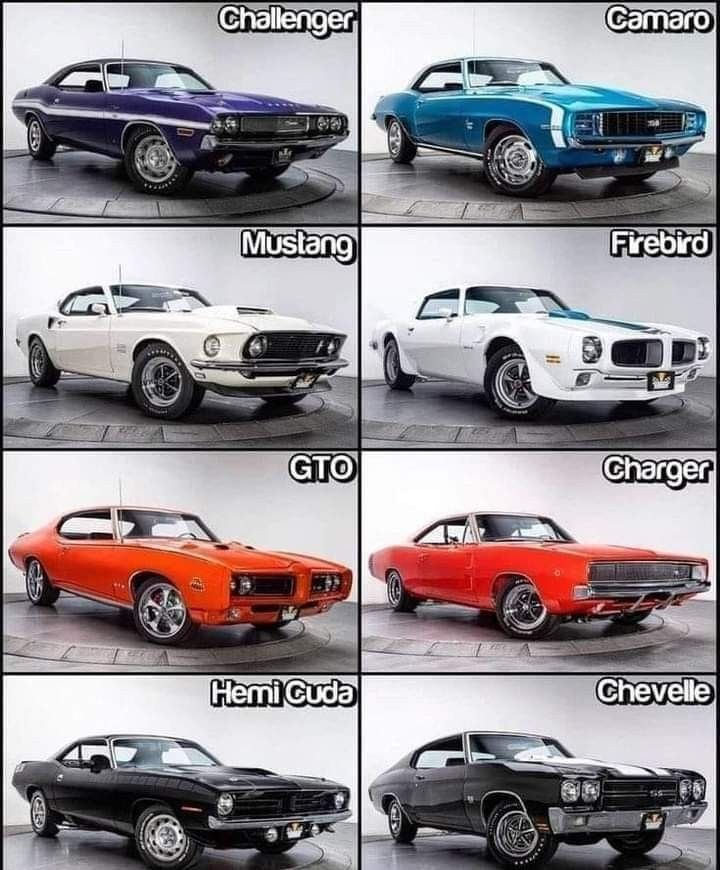 us_connie's tweet image. Tell me honestly, which muscle car is your favorite? 🤔