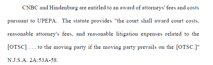 CodfishJohnny's tweet photo. On January 23, 2025 @nikolatrevor filed an incredibly stupid lawsuit against CNBC and Hindenburg Research in New Jersey state court. Less than a year later, the appellate court has told Trevor to pay them both pursuant to NJ's anti-SLAPP statute. https://t.co/I0dZxNEui6