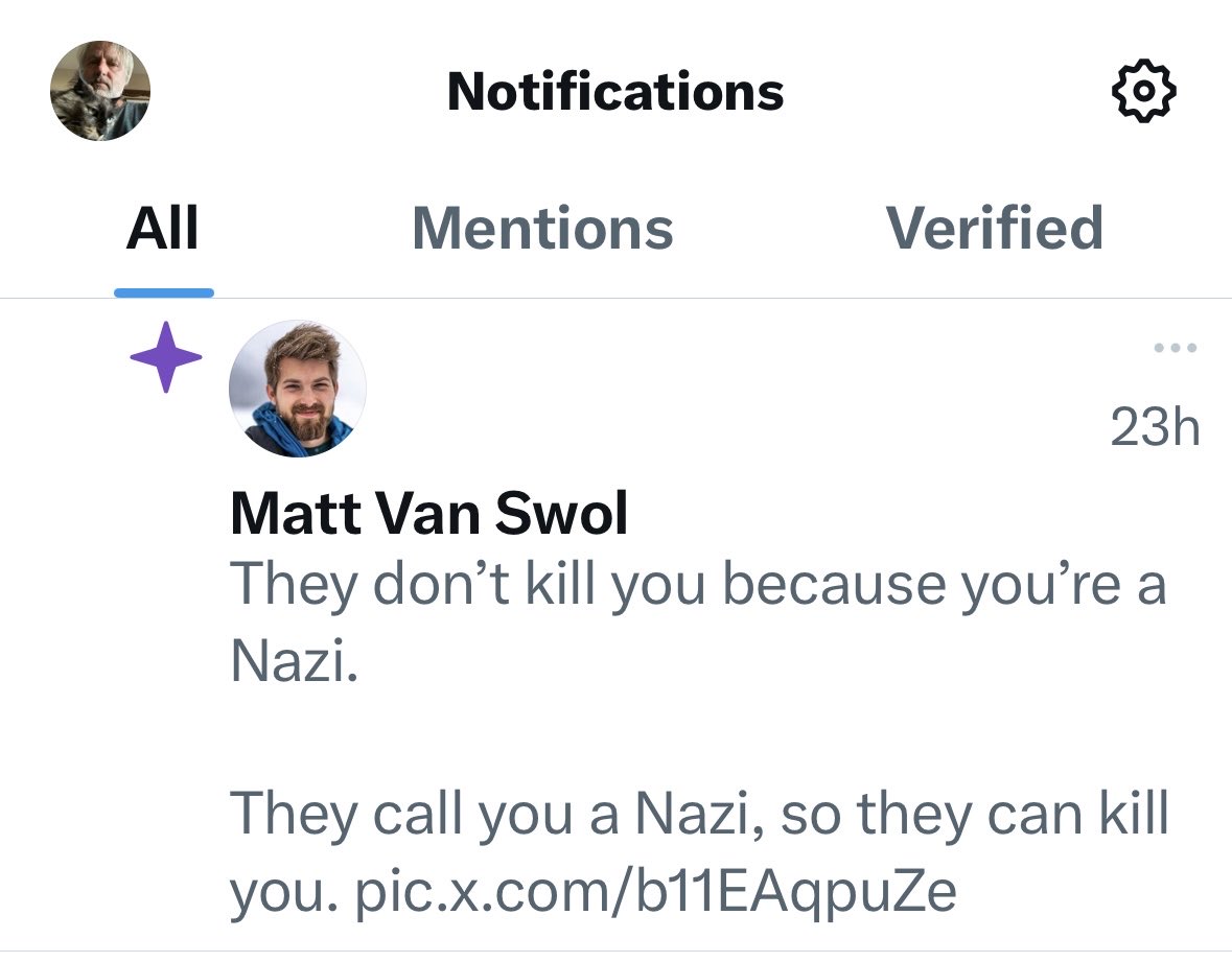 So I get this notification from someone I don’t know or follow just to makes sure I’m up to date on today’s paranoid right wing fantasies