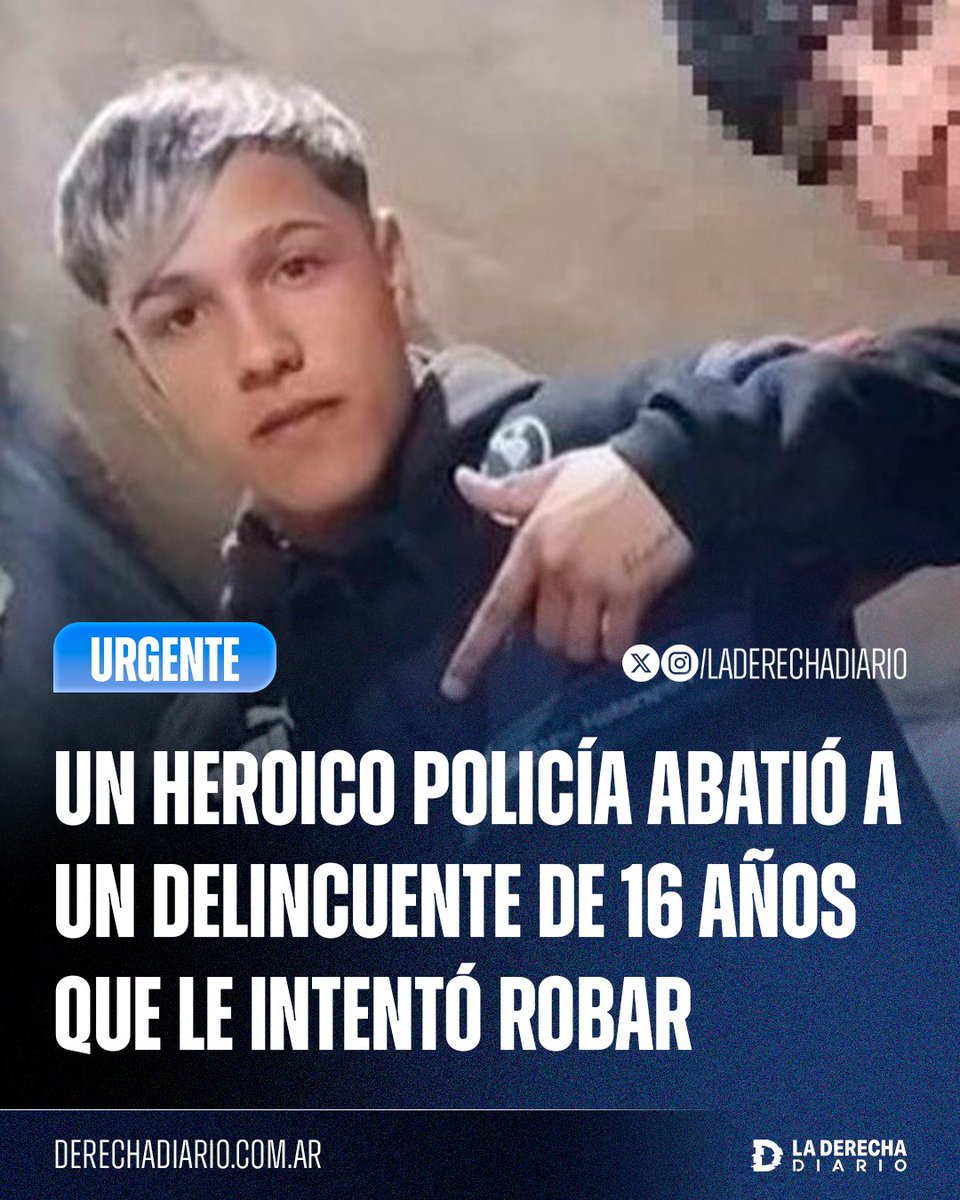 🚨🇦🇷 | BUENAS NOTICIAS: Un heroico policía bonaerense abatió a un miserable delincuente de 16 años que intentó robarle mientras trabajaba como Uber en La Matanza. El malnacido criminal tenía antecedentes de robo agravado y afortunadamente murió en el Hospital Néstor Kirchner.