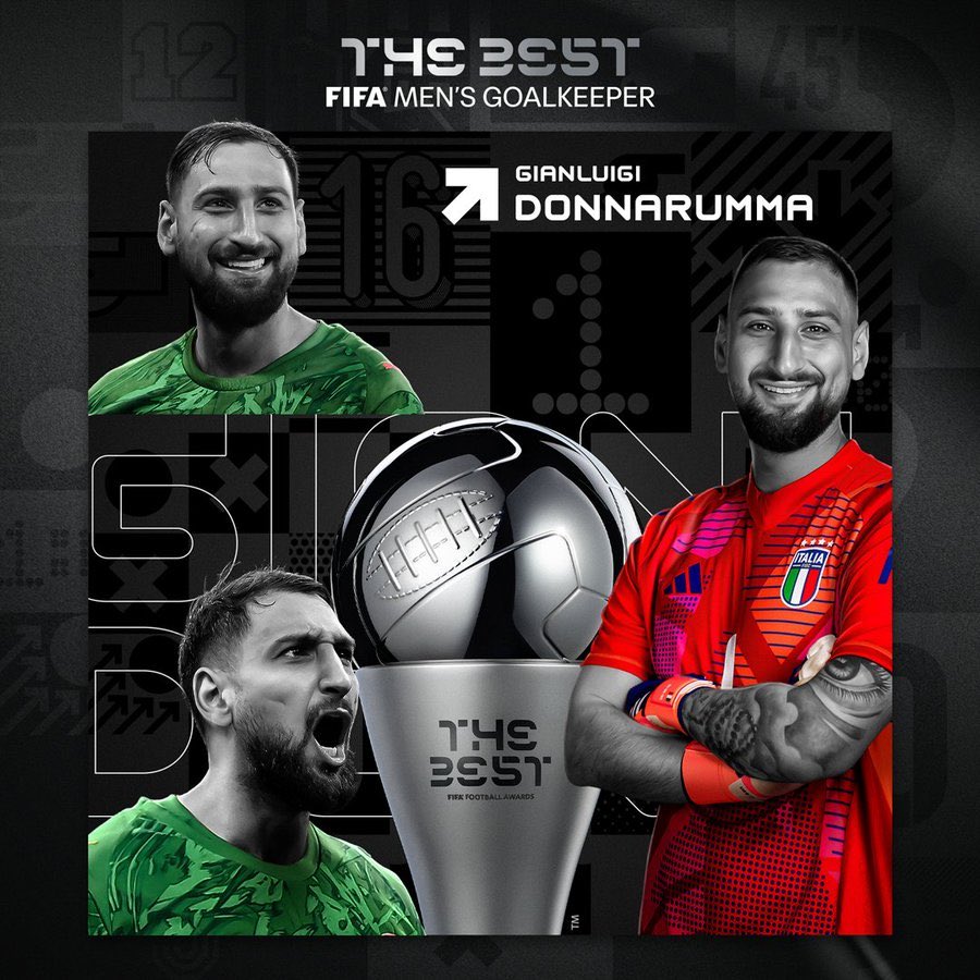 SportJ's tweet photo. 🚨🚨🚨🚨🚨 رسمياً !
🏆 الحارس الإيطالي جيانلويجي دوناروما يفوز بجائزة أفضل حارس في العالم من الفيفا لعام 2025
#حفل_الفيفا
#TheBes https://t.co/f281uKqBKH