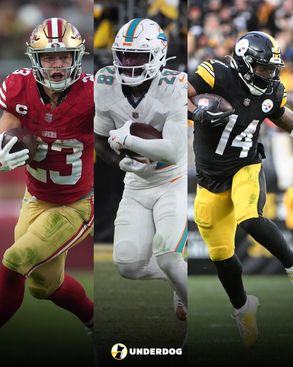 UnderdogNFL's tweet image. RBs leading their team in receptions this season:

Christian McCaffrey
De'Von Achane
Kenneth Gainwell