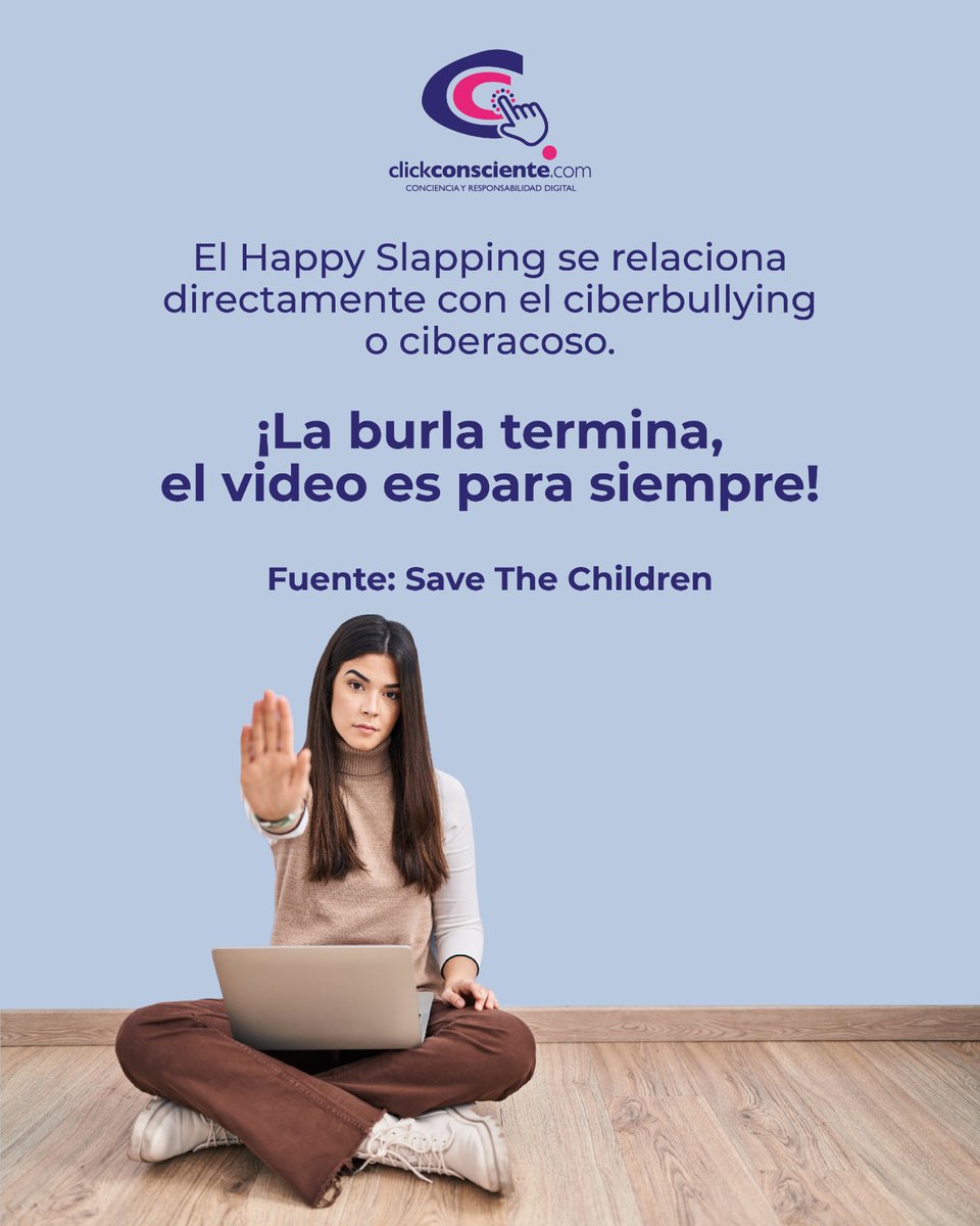 ClickConsciente's tweet photo. Explícales a tus hijos qué es el #HappySlapping y enséñales a denunciar, porque grabar y viralizar en redes una agresión es #ciberbullying. ¡Revisa la información de aquí abajo!
#EducaciónDigital #UsoResponsableDeInternet
#AdolescentesYRedes https://t.co/k0VS6zqGJA
