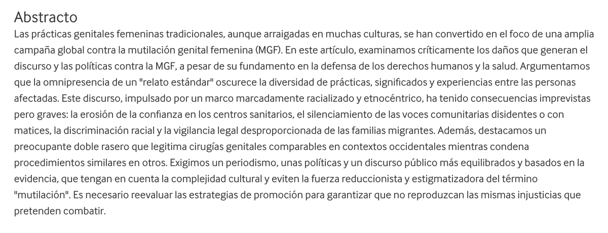 Simplemente obsceno, indecente. Con el revelador título de "Los daños de la actual campaña mundial contra la mutilación genital femenina", el British Medical Journal <a href="/bmj_latest/">The BMJ</a> blanquea la barbarie de la Mutilación Genital Femenina (MFG), resignificada como "prácticas genitales
