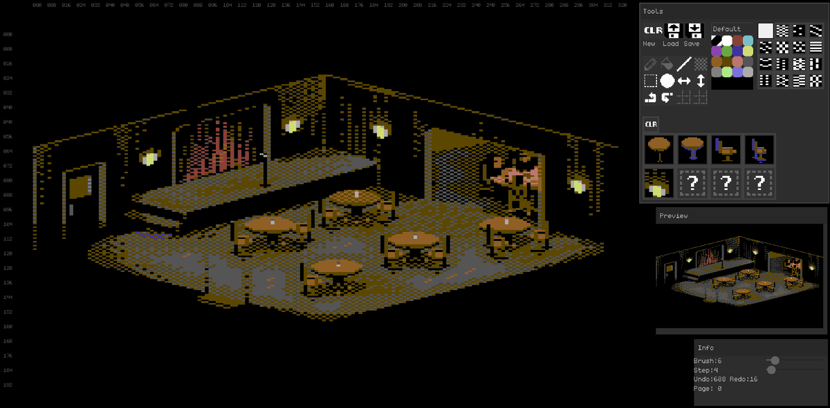 Been spending most my life living in the gangsters paradise ... New scene for #CityCat #C64 done
using #Megapaint