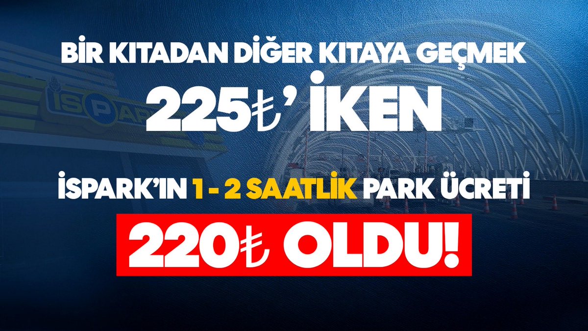 Avrasya tüneli:225 tl
Mahalle kenarı araç park etmek:220tl
#ispark