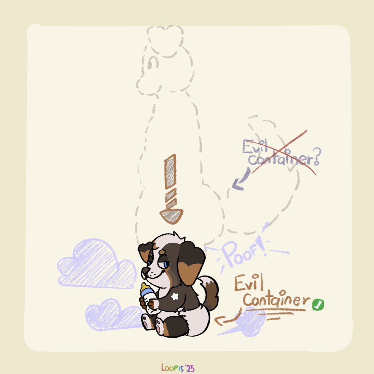 PoofyLoopis's tweet image. Evil container trend but you get a stinky mischievous dog instead. &amp;gt;:3

#ABDL #babyfur #diaperfur