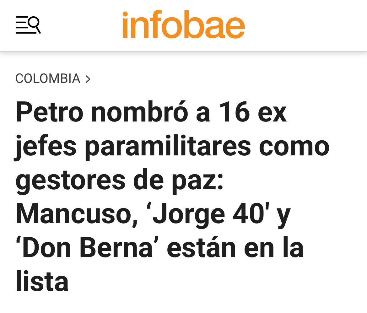 Los paracos están con el gobierno Petro como gestores de paz.