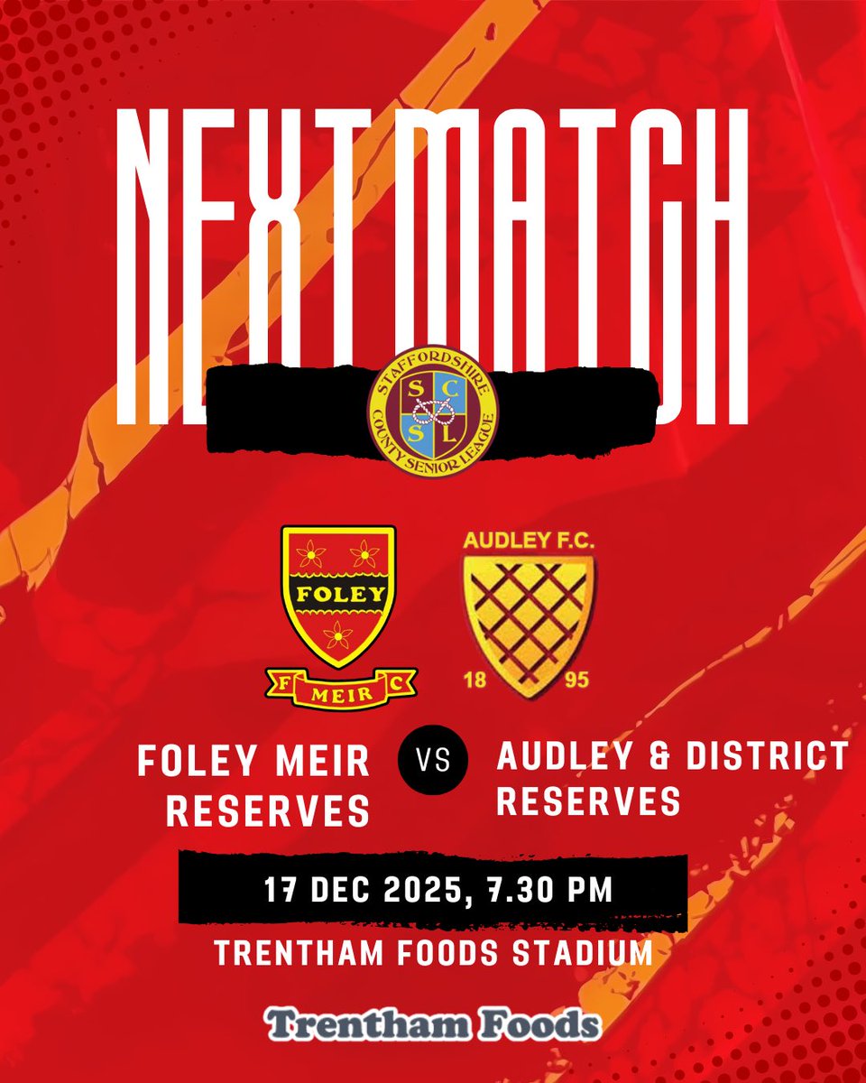 foley_fc's tweet image. SCSL NEXT MATCH 🔥

It’s the final game of the year for the Reserves as we welcome Audley &amp;amp; District Reserves to the Trentham Foods Stadium in Staffordshire County Senior League action. One last push before the break and a chance to finish 2025 on a high.

🆚 Audley &amp;amp; District…