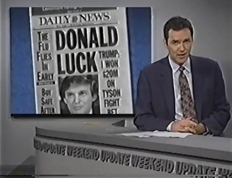 NormSNLJokes's tweet photo. This week Donald Trump announced that he won twenty million dollars - by betting on Evander Holyfield in his recent fight with Mike Tyson.

Trump says he went public with his huge gambling win, just in case there are a few people out there who still don't hate him. https://t.co/m8dHzqv11v