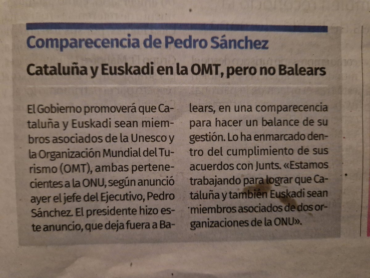 Que el Govern espanyol impulsi la presència d'Euskadi i Catalunya a un organisme internacional de turisme no va de turisme i visitants. Va de politica. Balears políticament no te pes, no existeix, no té res a negociar i assolir. Som sucursalisme dels partits estatals, res pus.