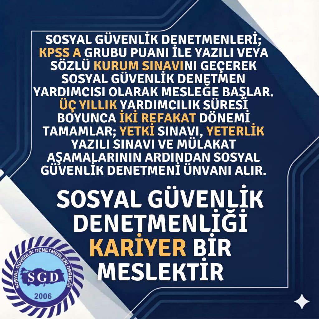 Sosyal Güvenlik Denetmenleri kariyer meslek mensubudur. 

#SGKDenetmenleri

<a href="/RTErdogan/">Recep Tayyip Erdoğan</a> 
<a href="/tcbestepe/">T.C. Cumhurbaşkanlığı</a> 
<a href="/_cevdetyilmaz/">Cevdet Yılmaz</a> 
<a href="/hasandogan/">Hasan Doğan</a> 
<a href="/mehmedmus/">Dr. Mehmet Muş</a> 
<a href="/avabdullahguler/">Abdullah Güler</a> 
<a href="/fuatoktay/">Fuat Oktay</a>
<a href="/TBMMGenelKurulu/">TBMM Genel Kurulu</a>
<a href="/TBMMresmi/">TBMM</a>
<a href="/csgbakanligi/">T.C. Çalışma ve Sosyal Güvenlik Bakanlığı</a> 
<a href="/isikhanvedat/">Prof. Dr. Vedat Işıkhan</a> 
<a href="/HMBakanligi/">T.C. Hazine ve Maliye Bakanlığı</a> 
<a href="/memetsimsek/">Mehmet Simsek</a> 
<a href="/ahmetunluysafak/">Ahmet ÜNLÜ</a>