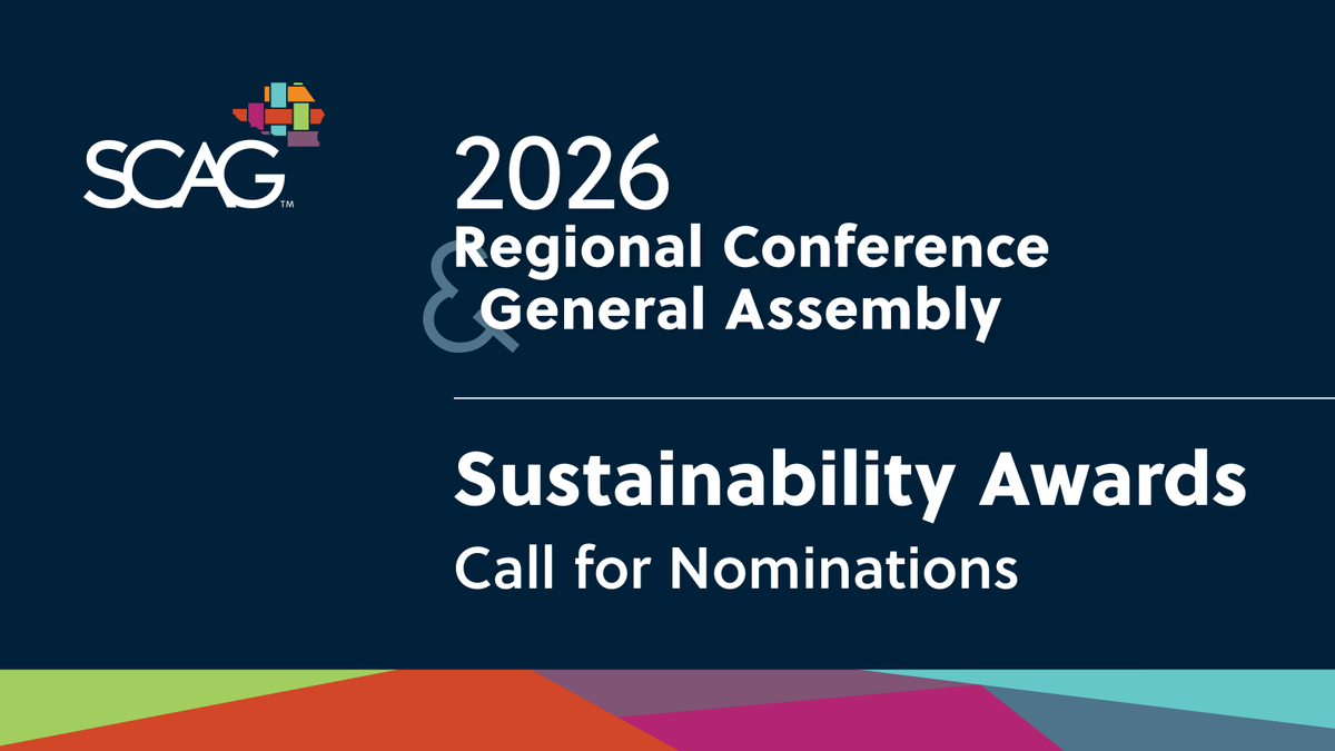 SCAGnews's tweet photo. Dec. 19 is the last chance to nominate projects for SCAG’s 2026 Sustainability Awards. The annual Sustainability Awards recognize projects that have made progress toward a more mobile, sustainable, and prosperous region. For more info and to nominate:  https://t.co/CrcgS8fSWO https://t.co/jluSNMJ80i