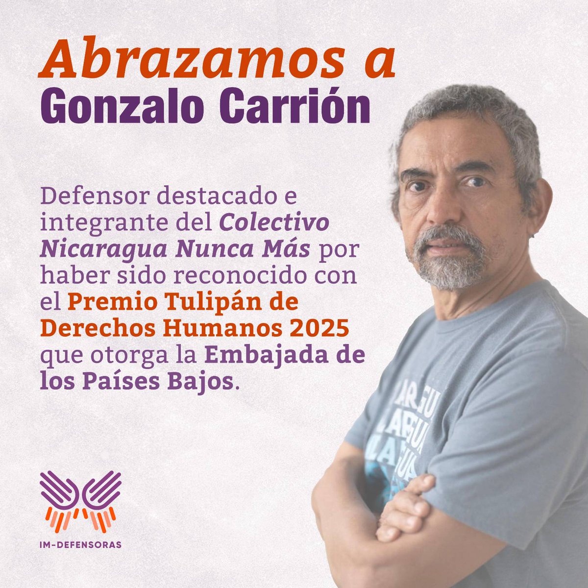 ✊🏾Gonzalo es un aliado nuestro y de nuestras luchas. Aplaudimos este reconocimiento a su valentía y al enorme trabajo que ha hecho defendiendo derechos desde el exilio y seguir exigiendo justicia y reparación para miles de víctimas de las violaciones del régimen Ortega Murillo.
