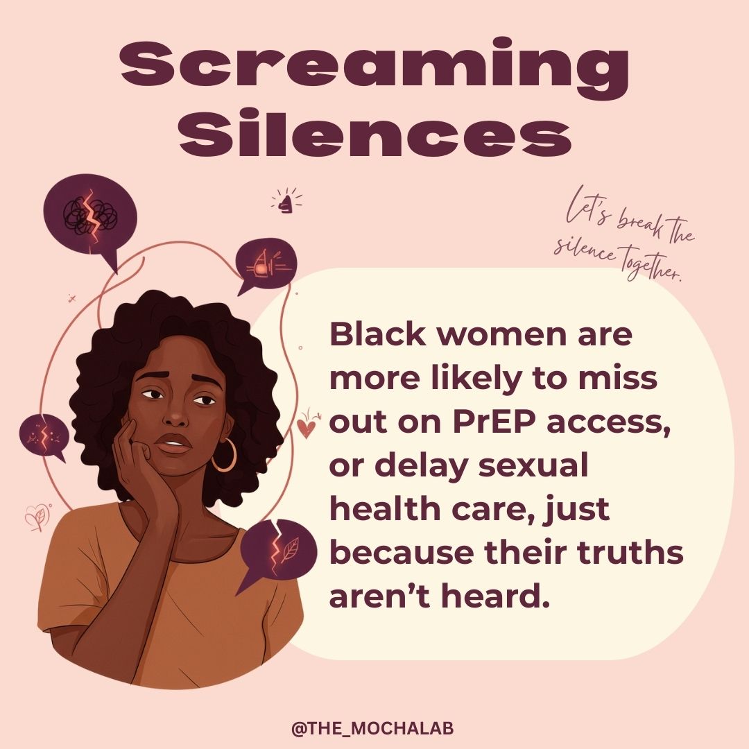 When we chat about sexual health or PrEP, the most important stuff is usually the part no one says out loud. Use the Screaming Silences Framework to dig deeper: ask what’s hidden, not just what’s said. Then build health strategies that center their experiences.
#MOCHALab #PrEP