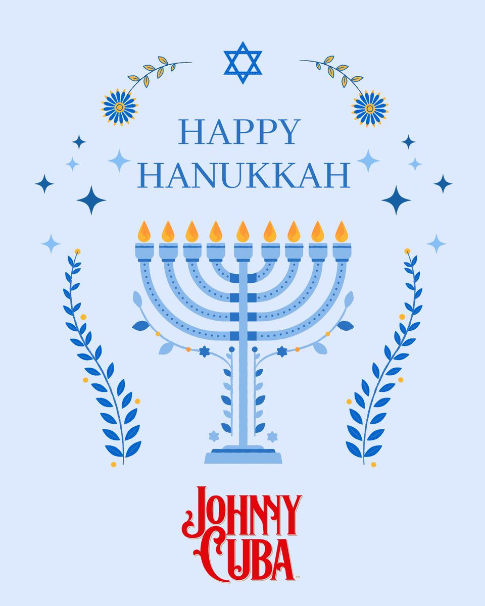 JohnnyCubaUS's tweet photo. Wishing you a season filled with light, love, and laughter. Happy Hanukkah! 🕎✨ From the Johnny Cuba Familia! https://t.co/CP5PLFK7W0