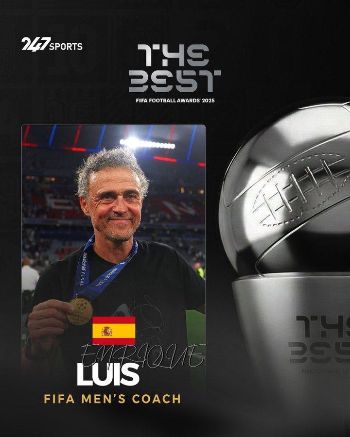 رسميًا | لويس إنريكي يفوز بجائزة مدرب العام 