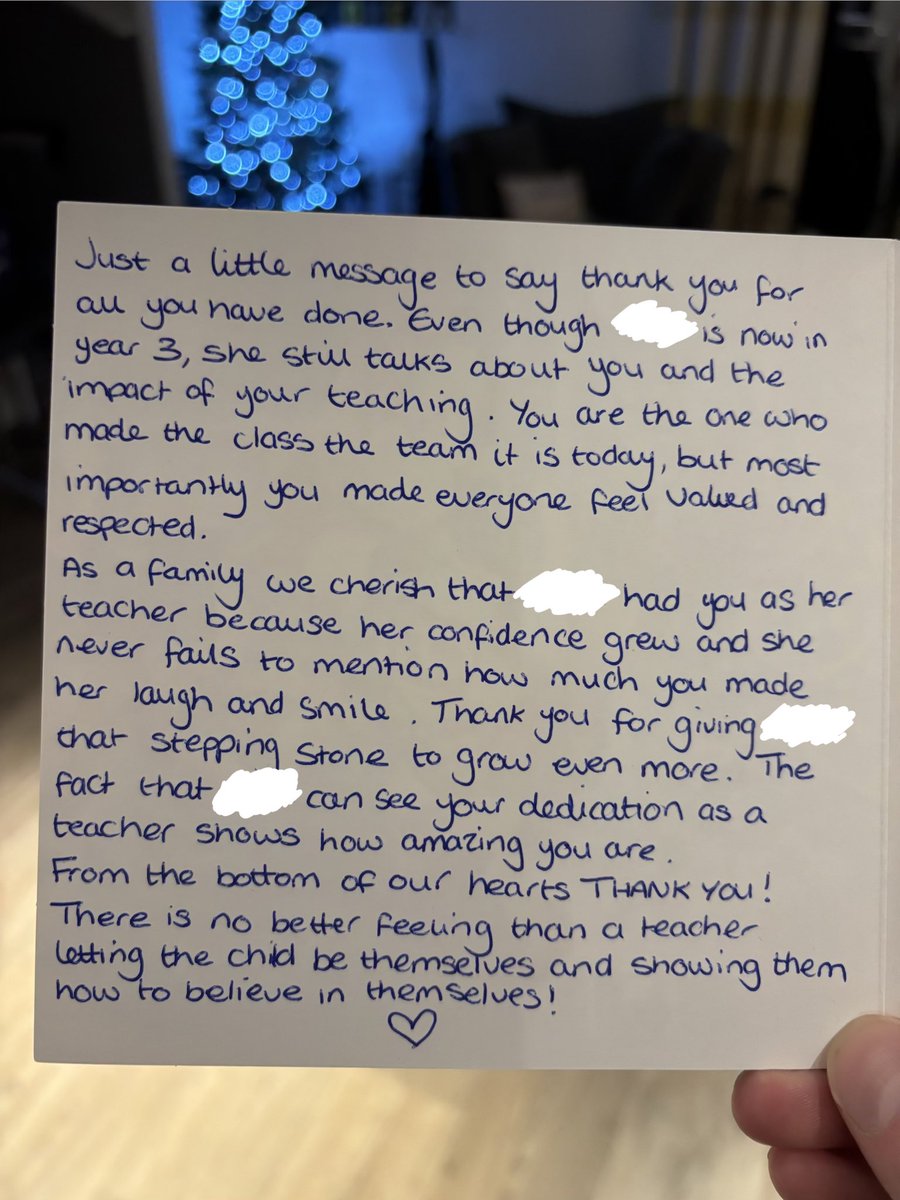 A child I taught two years ago came to see me today with a card and a gift. I could have cried when I opened it 🥺