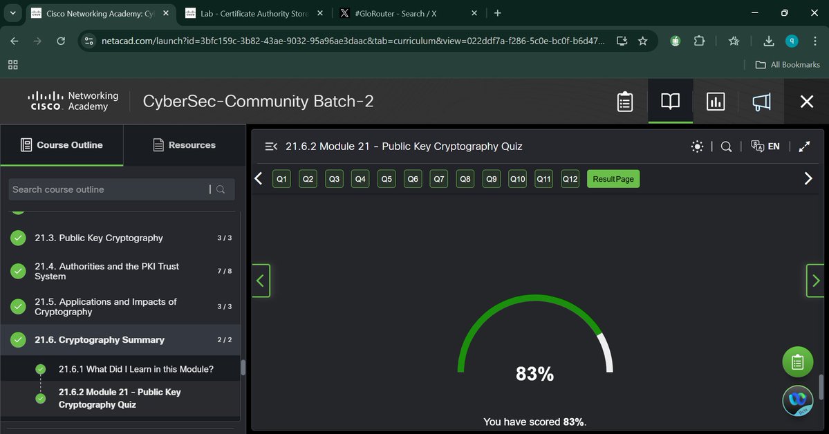 d_pcode's tweet image. Today, I completed modules 21 and 22 of the Cisco CyberOps Associate course. I learnt about endpoint security and cryptography.