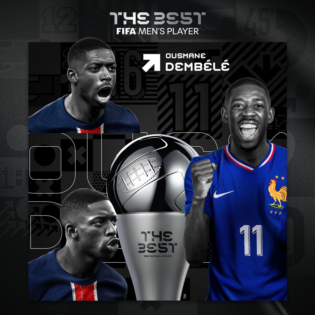 cracks_oficial's tweet photo. 🚨 ¡¡ÚLTIMA HORA!! 🚨

Ousmane Dembélé gana el premio 'The Best' 2025. https://t.co/9K4oclGMjD