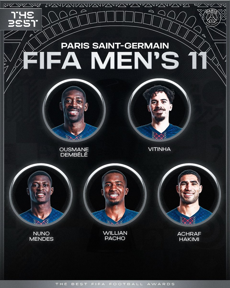 MediaParisien's tweet image. ❤️💙 5 joueurs du PSG présents dans le 11 THE BEST !