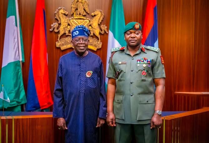 instablog9ja's tweet photo. Former Army Chiefs Intervene to Stop Promotion of President Tinubu’s ADC

Plans to elevate Nurudeen Yusuf, aide-de-camp (ADC) to President Bola Tinubu, to the rank of one-star general were shelved on Monday evening after two retired chiefs of army staff intervened, according to TheCable.