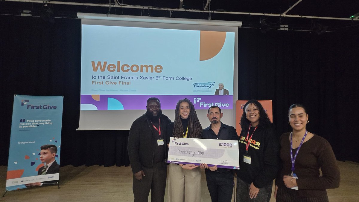 FirstGiveNC's tweet image. A wonderful day celebrating @SFX6thForm students' in their inaugural @FirstGiveUK FINAL. £1000 was awarded to class AB01 for their charity @mentivity. Lots of positive feedback for all participants from our fantastic judges too! @JPFoundation @battersea_arts @wandbc @CaiusHouse
