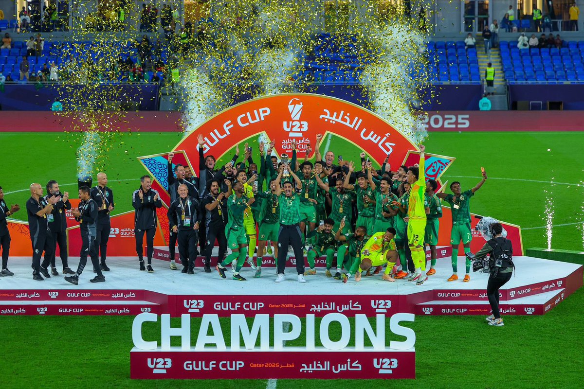 eltonarabia77's tweet photo. أبارك لمنتخبنا تحت 23 عام الحصول على لقب بطولة كأس الخليج 2025 🏆🇸🇦. https://t.co/hBO4Sdhg6f