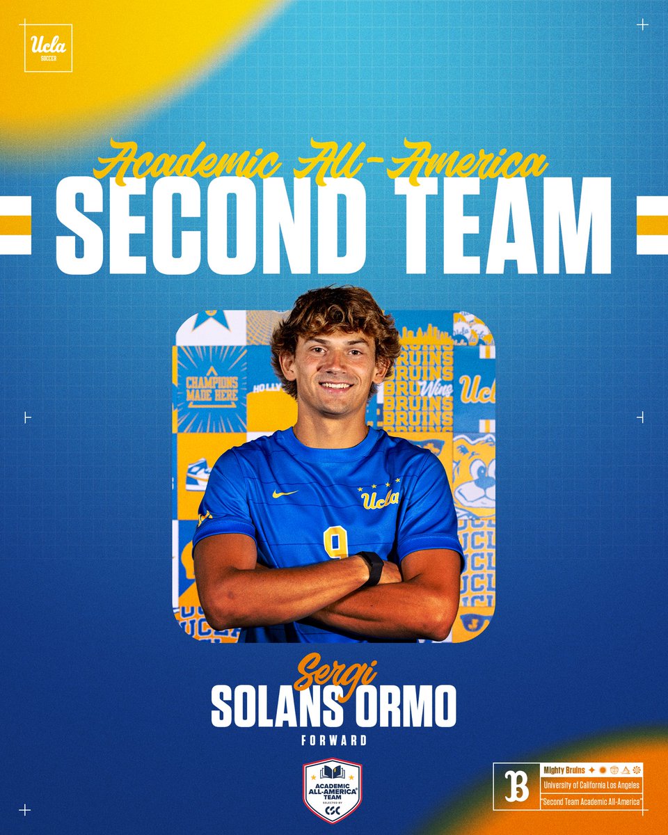 Another accolade for Sergi!

<a href="/SolansSergi/">Sergi Solans</a> takes home Second Team Academic All-America honors for his work on the field and in the classroom.

🔗: ucla.in/3Yi43LT

#GoBruins