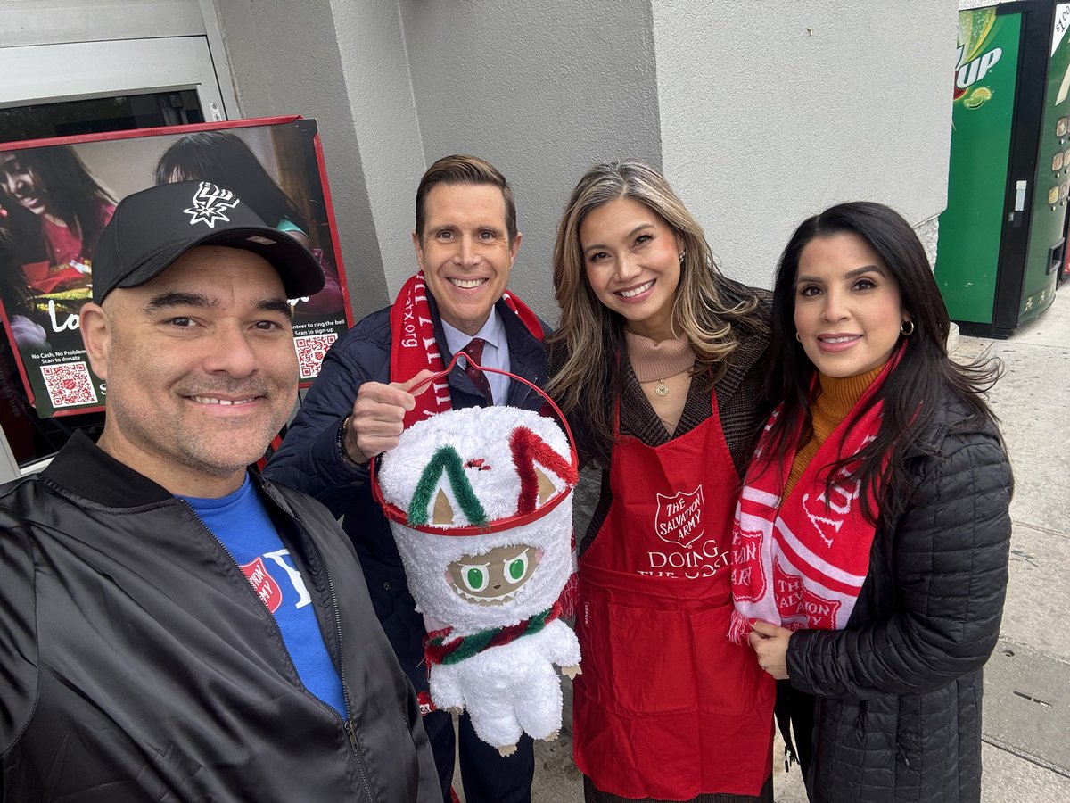 A holiday tradition like no other. Bell ringing with the <a href="/News4SA/">News 4 San Antonio</a> morning team. <a href="/DavidChancellor/">David Chancellor</a> <a href="/MarizaRMendoza/">🌟Mariza🌟</a> <a href="/JeannetteCalle/">Jeannette Calle</a> 
Donate to their <a href="/salarmysatx/">Salvation Army SATX</a> kettle! 
give.salvationarmytexas.org/campaign/the-s…