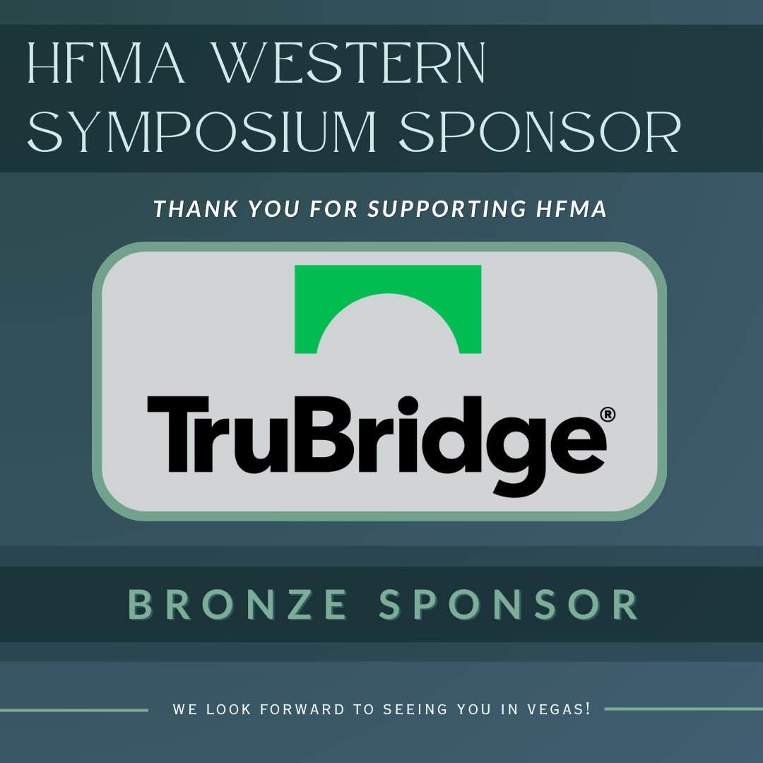Bronze Sponsor Spotlight 💫

We’re excited to welcome <a href="/trubridge/">TruBridge</a>  as a Bronze Sponsor of the 2026 HFMA Western Region Symposium!

TruBridge solutions are designed to help organizations boost performance and clear the way for care.

📍 Visit TruBridge at Booth #126!