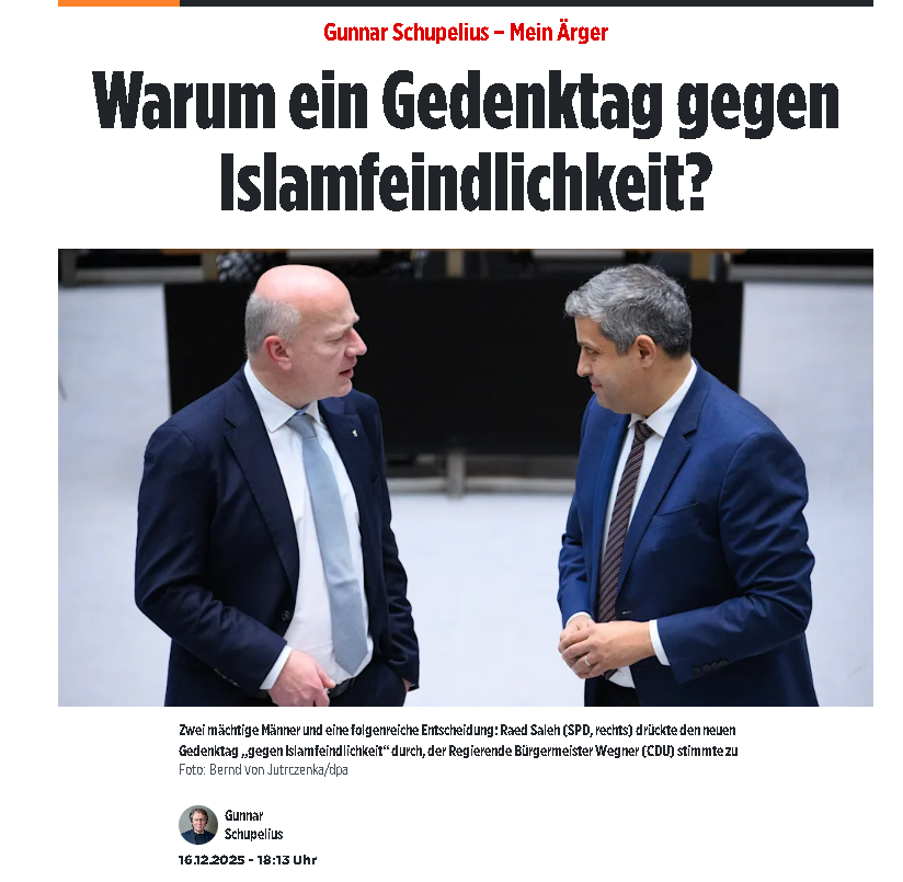 DAS KANNST DU DIR NICHT AUSDENKEN!
Der 15. März soll künftig offiziell an die Benachteiligung von Muslimen erinnern. 🤡 
Muslime sind NICHT bedroht! Im Gegenteil! 

Berlin – Sind Muslime in Berlin so bedroht, dass es eines Gedenktages bedarf? Aus der Polizeistatistik geht das