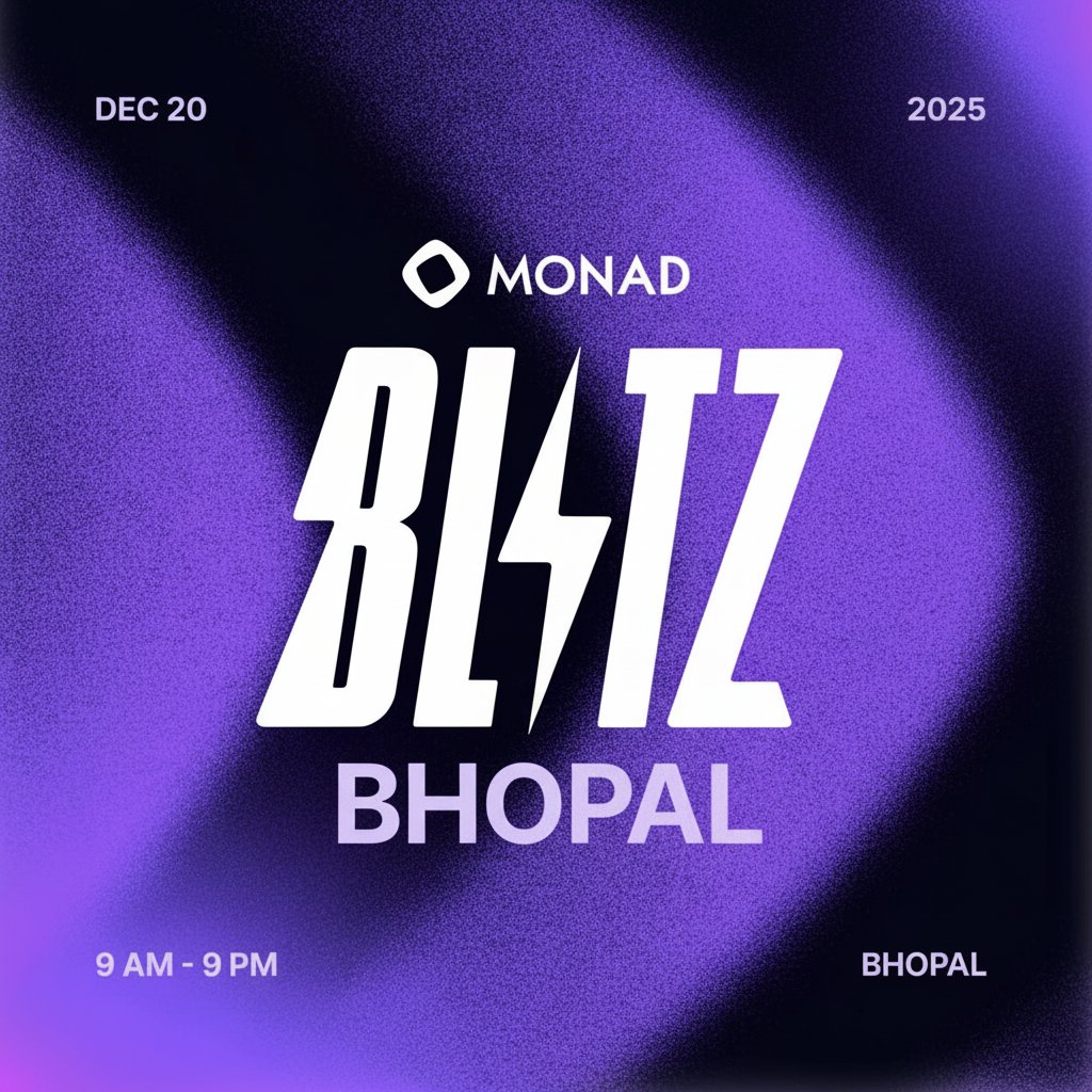 For everyone still thinking about it…

Monad Blitz Bhopal is happening on 20 December, and it’s a full-day, in-person hackathon built for people who actually want to build. Morning workshops to get you comfortable with Monad, an intense afternoon of hacking, and live demos by